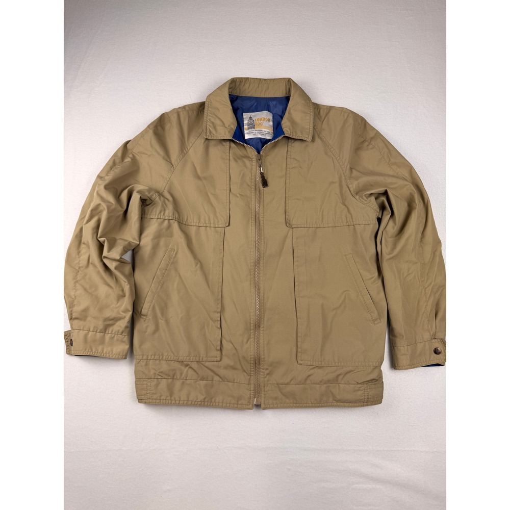London Fog Vintage Mens Tan Harrington Bomber Khaki Windbreaker Grandpacore 44 L